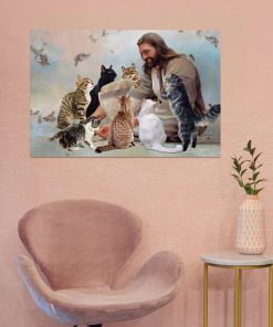 God Surrounded By Cats Angels Posterc