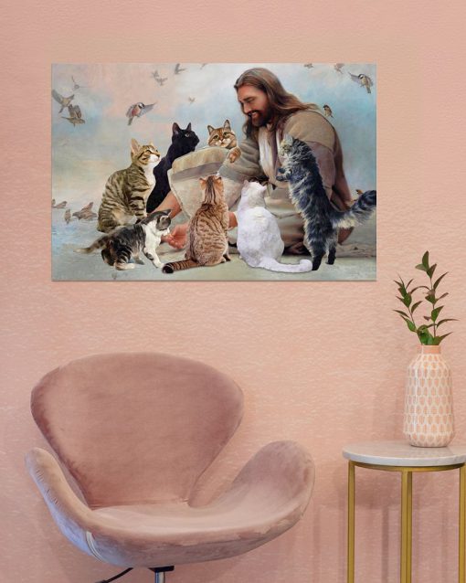 God Surrounded By Cats Angels Posterc