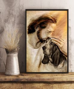Jesus With Lovely Basset Hound Poster c