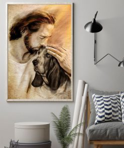 Jesus With Lovely Basset Hound Poster z