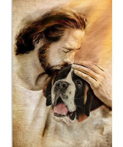 Jesus With Lovely ST Bernard Poster