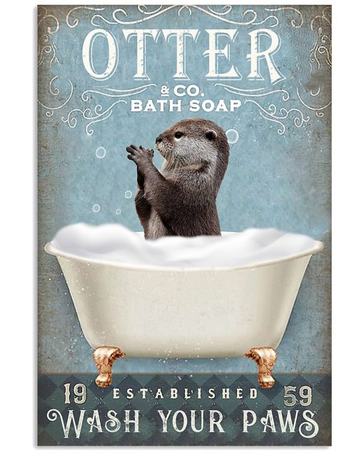 Otter Wash Your Paws Bathroom Poster