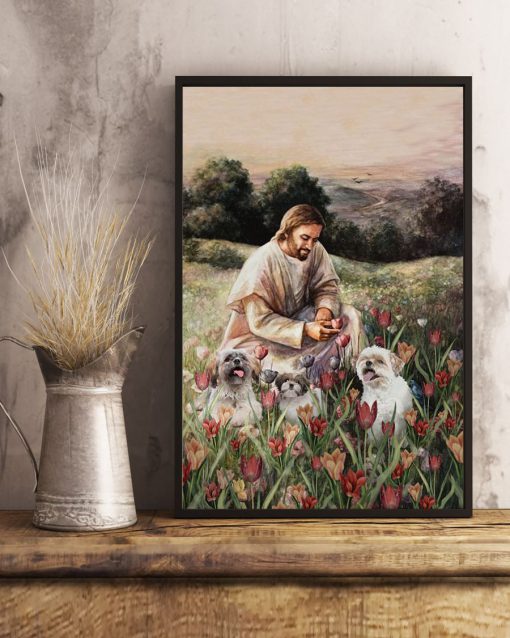 Shih Tzu With Beautiful Meadow Picture Poster c