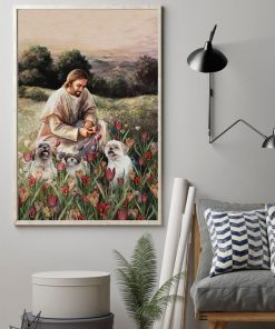 Shih Tzu With Beautiful Meadow Picture Poster z