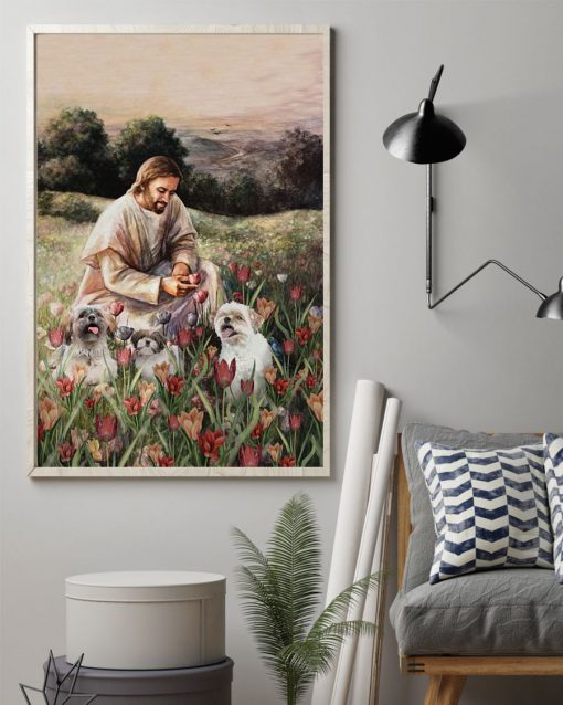 Shih Tzu With Beautiful Meadow Picture Poster z