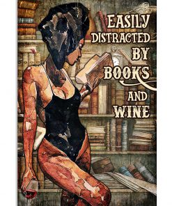 Bikini Girl Easily Distracted By Books And Wine Poster