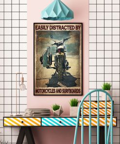Easily Distracted By Motorcycles And Surfboards Posterc