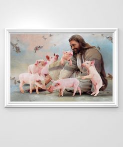 God Surrounded By Pig Angels Gift For You Horizontal Posterx