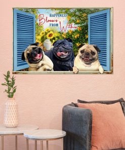 Pug Happiness Blooms From Within Posterc