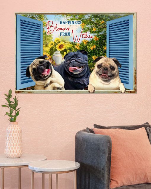 Pug Happiness Blooms From Within Posterc