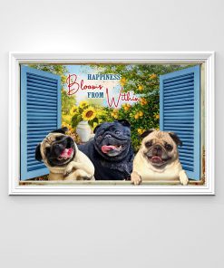 Pug Happiness Blooms From Within Posterx