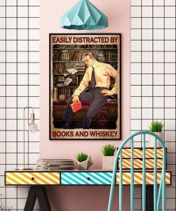 Easily Distracted By Book And Whiskey Poster c