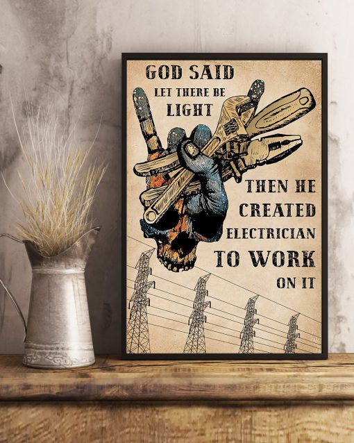 Electrician God Said Let There Be Light Posterc