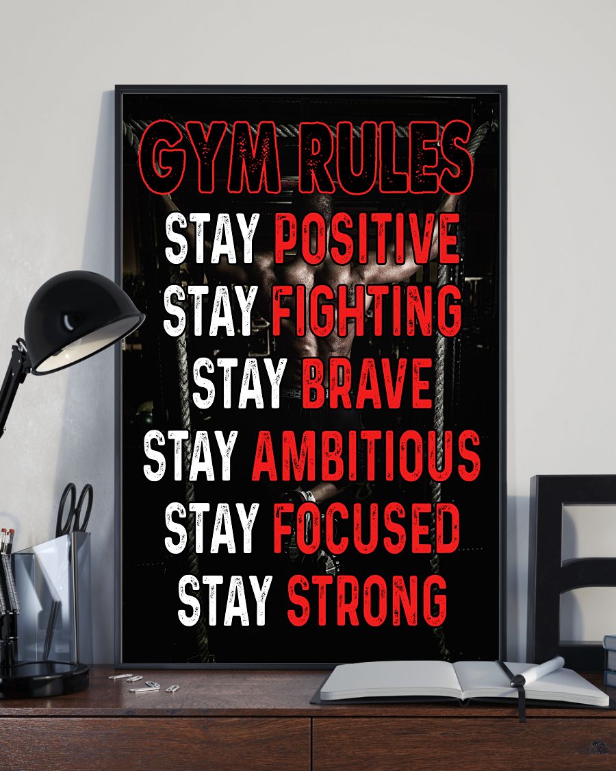 Amazon Gym Rules Stay Positive Stay Fighting Stay Brave Poster