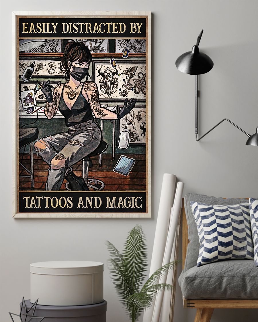 3D Tattooist Easily Distracted Tattoo And Magic Poster