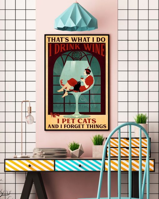 That What I Do I Drink Wine I Pet Cat Poster c