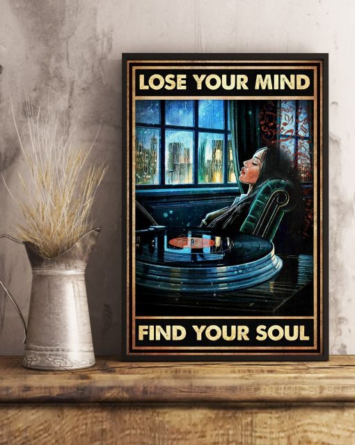 Gorgeous Girl And Vinyl Records Lose Your Mind Find Your Soul Poster