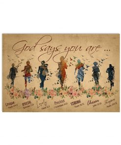 God Says You Are Unique Special Lovely Running Woman Poster