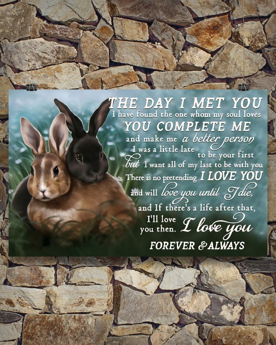 Esty Rabbits Couple The Day I Met You You Complete Me Poster