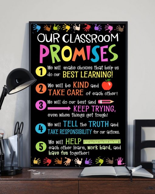 Funny Tee Classroom Poster - Our Classroom Promises Back To School Poster