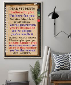 Ships From USA Dear Student I Believe In You I'm Here For You Poster