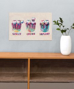 Vibrant Dentist Colorful Teeth Veneer Crown Implant Poster
