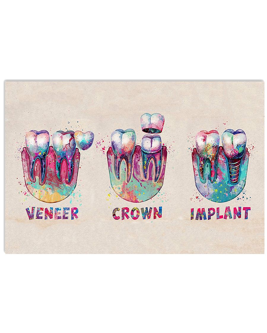 Dentist Colorful Teeth Veneer Crown Implant Poster