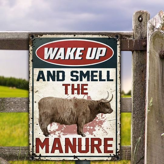 US Shop Highland Cattle Wake Up And Smell The Manure Poster