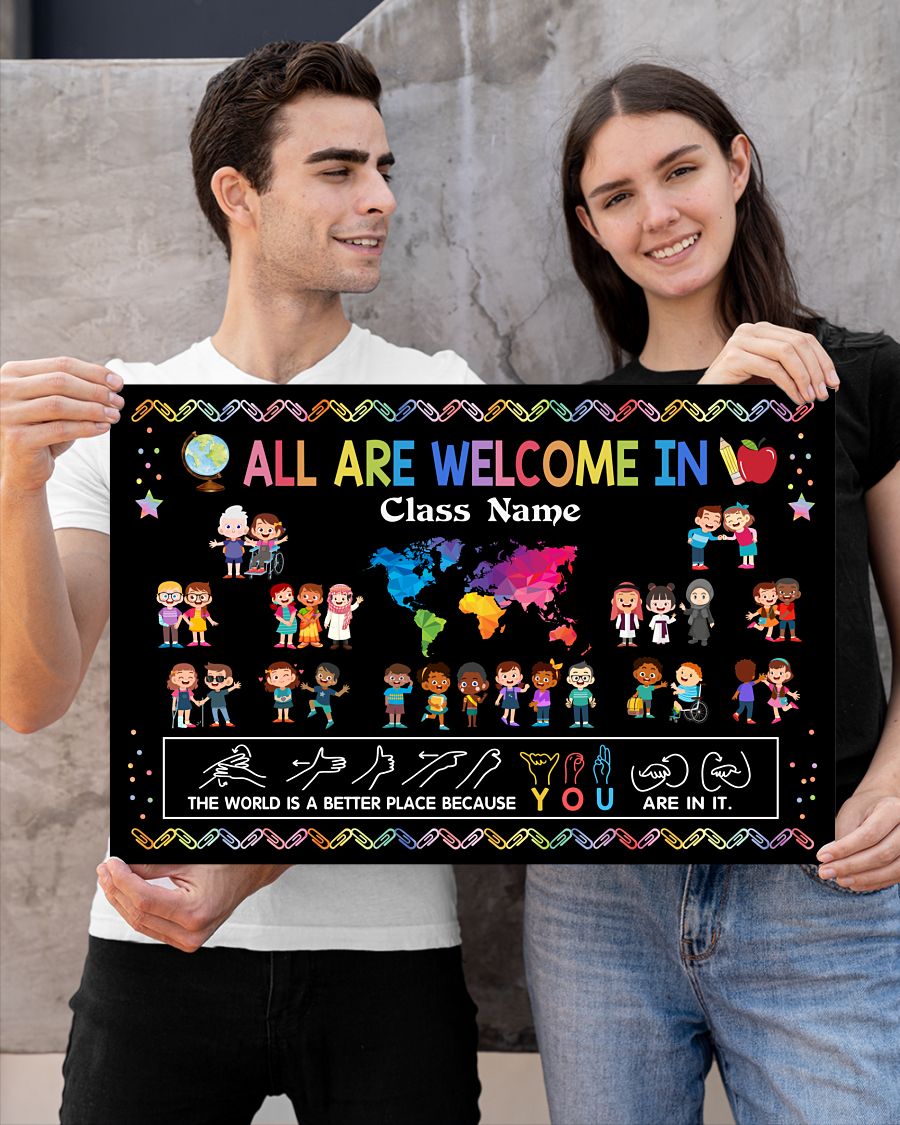Clothing Personalized Classroom Poster All Are Welcome In Class Poster