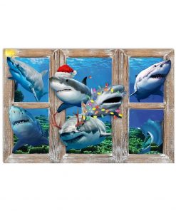 Shark Window Christmas Poster