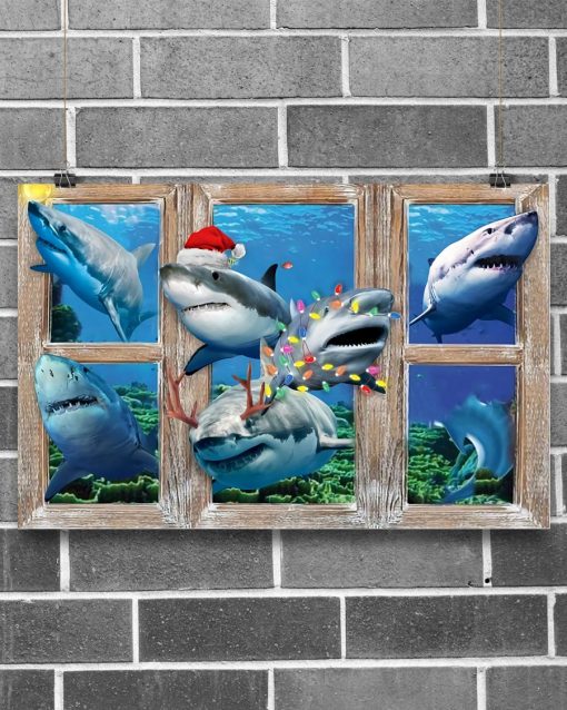 Wonderful Shark Window Christmas Poster