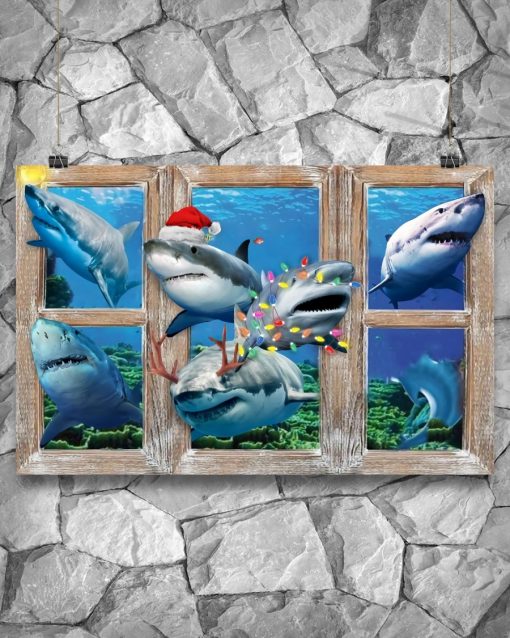 Top Selling Shark Window Christmas Poster