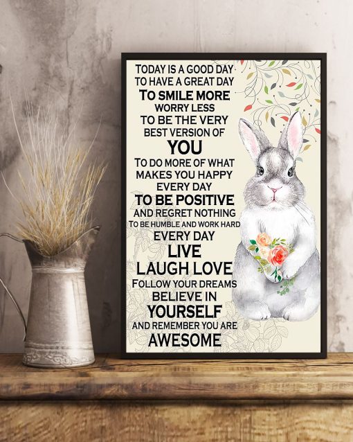 Ships From USA Rabbit Believe In Yourself And Remember You Are Awesome Poster