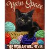 Black Cat Crochet And Knitting Yarn Space Poster