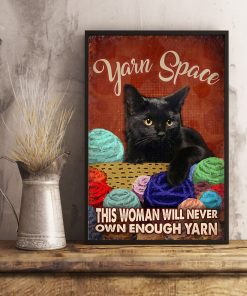 Unisex Black Cat Crochet And Knitting Yarn Space Poster
