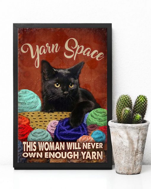 Very Good Quality Black Cat Crochet And Knitting Yarn Space Poster