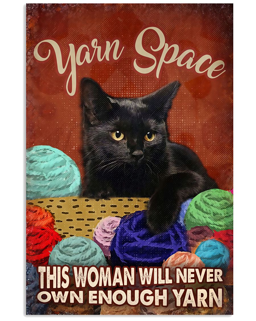 Black Cat Crochet And Knitting Yarn Space Poster