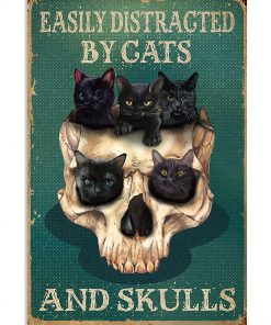 Easily Distracted By Cats And Skulls Poster