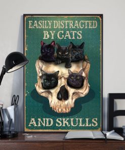 Vibrant Easily Distracted By Cats And Skulls Poster