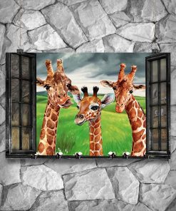 Funny Tee Giraffe Garden Window Poster