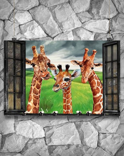 Funny Tee Giraffe Garden Window Poster