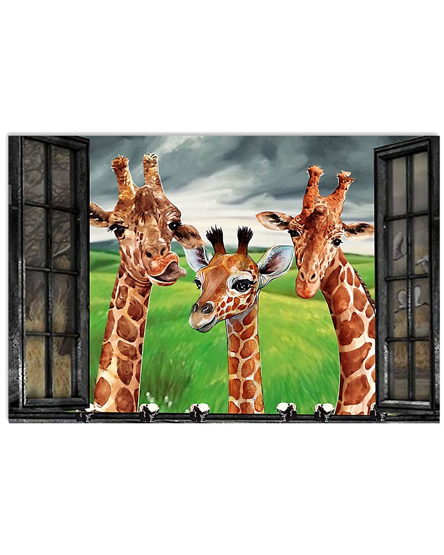 Giraffe Garden Window Poster