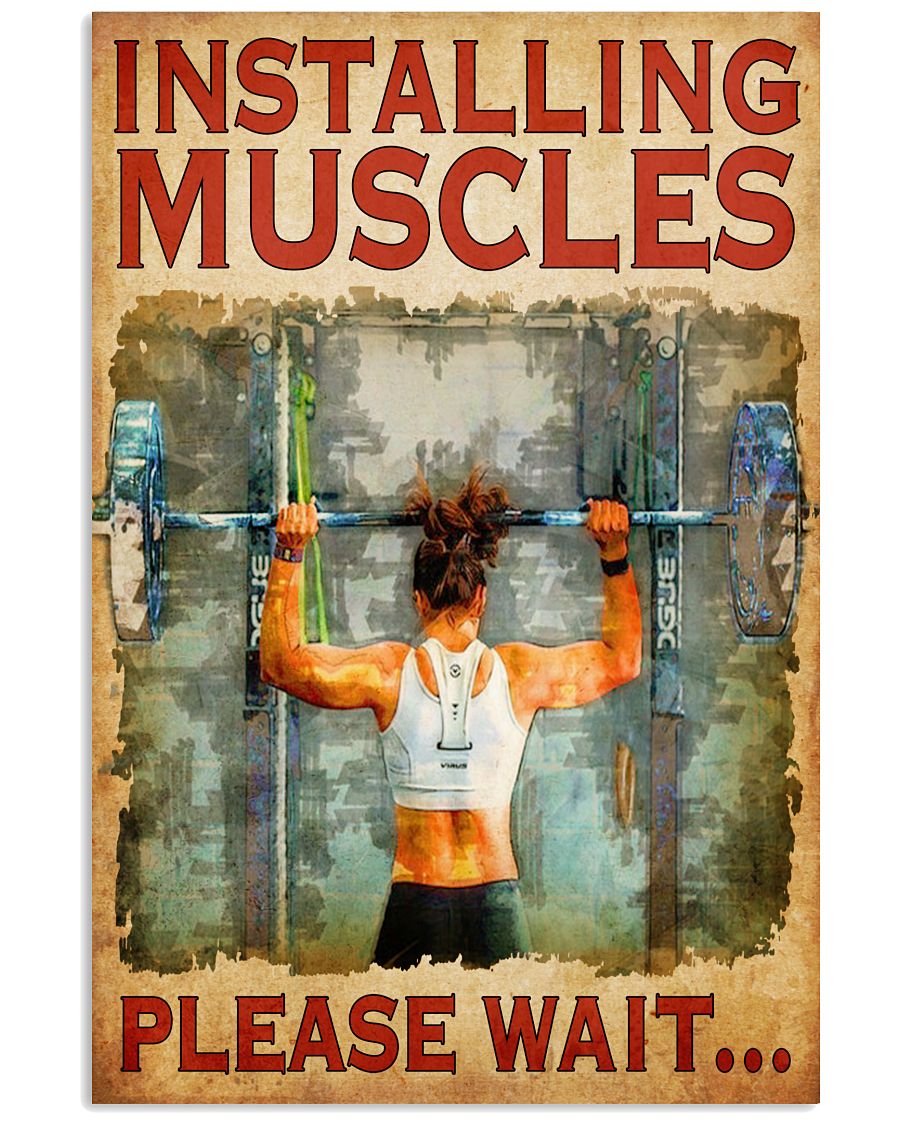Installing Muscles Please Wait Weight Lifting Poster