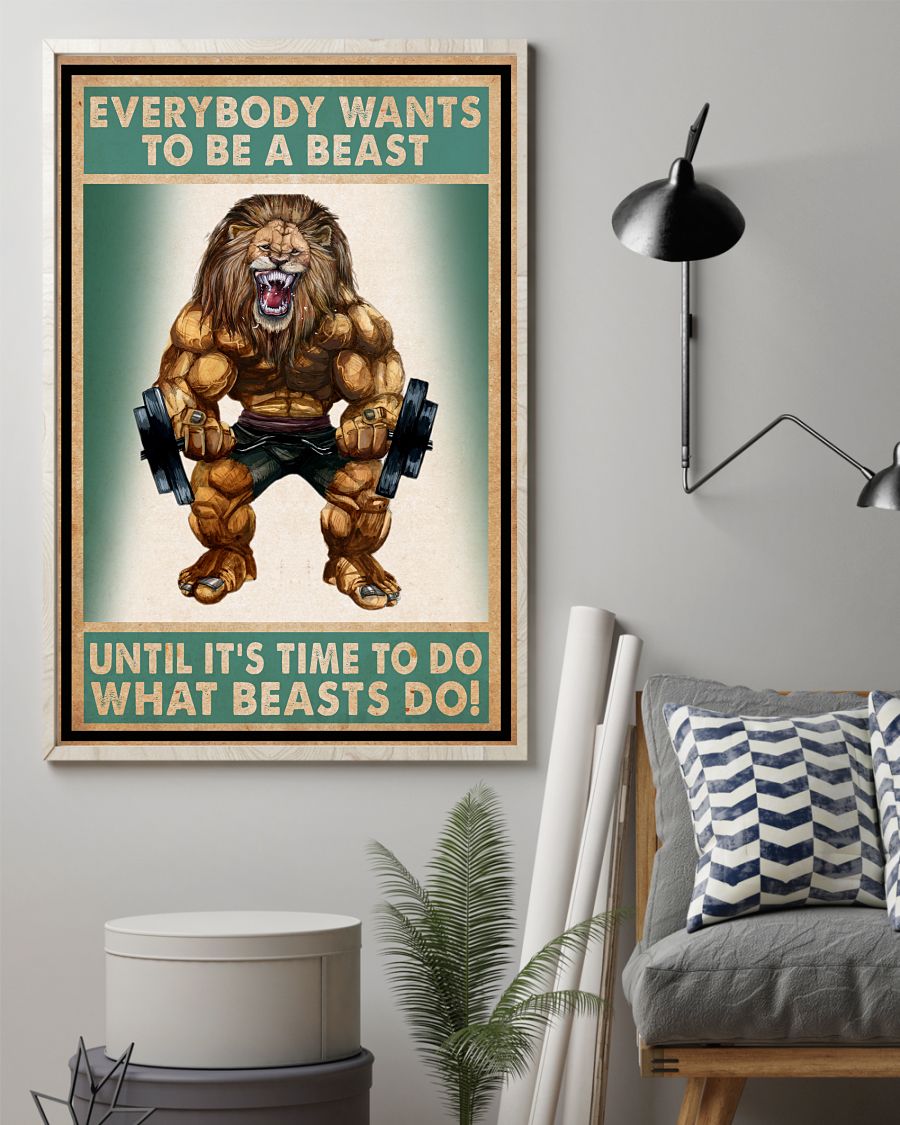 Buy In US Lion Everybody Wants To Be A Beast Weight Lifting Poster