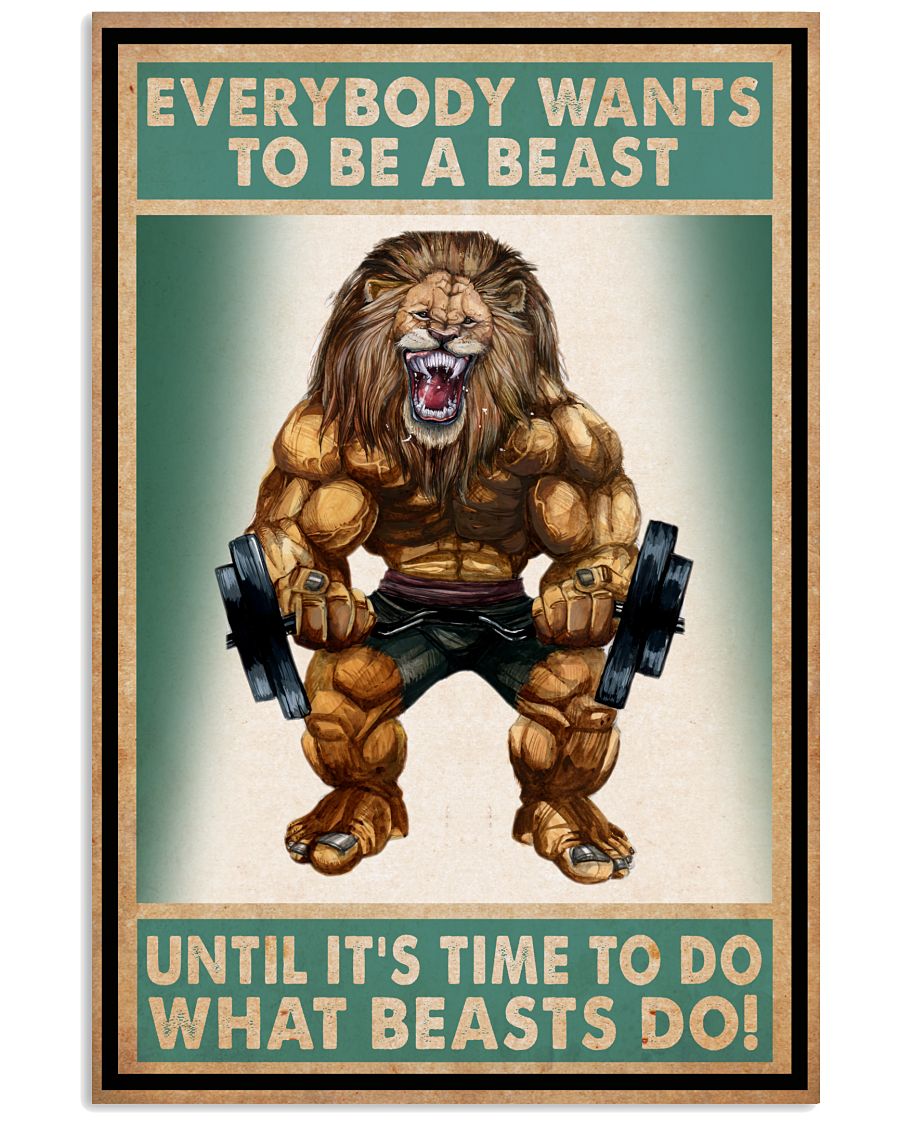 Discount Lion Everybody Wants To Be A Beast Weight Lifting Poster