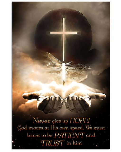 Never Give Up Hope Christian Jesus Cross Poster