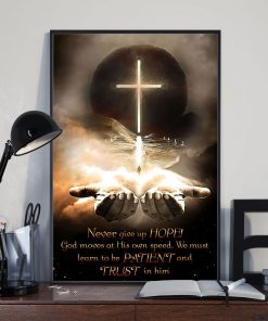 Top Never Give Up Hope Christian Jesus Cross Poster
