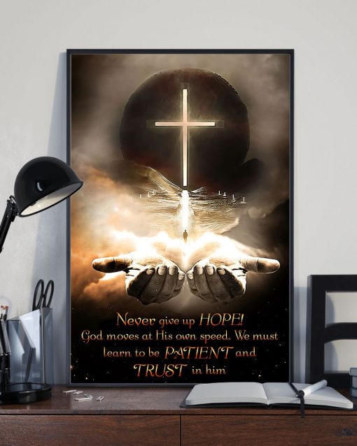 Top Never Give Up Hope Christian Jesus Cross Poster