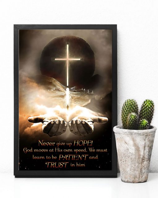 Handmade Never Give Up Hope Christian Jesus Cross Poster