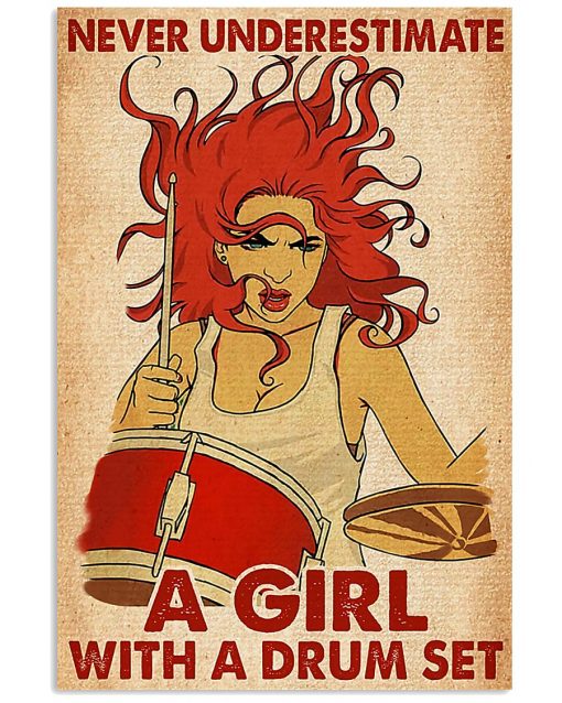 Never Underestimate A Girl With A Drum Set Poster